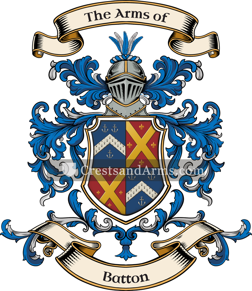 The Batton coat of arms, drawn from the recorded blazon