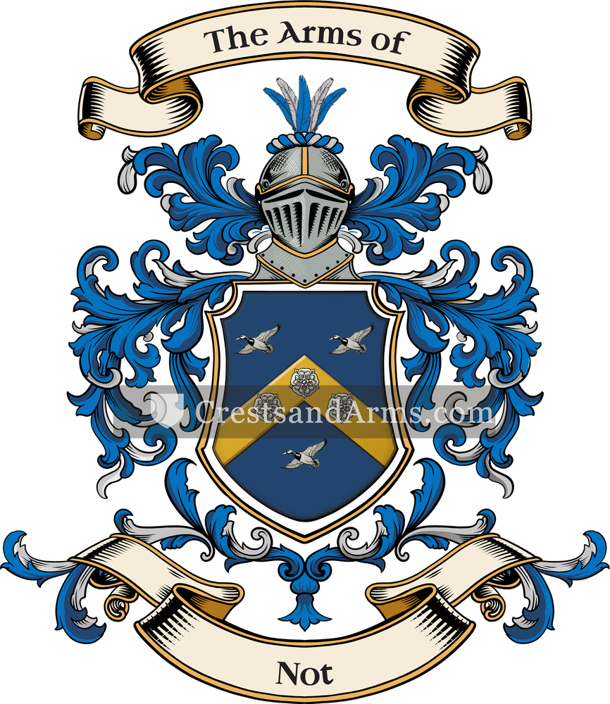 The Not coat of arms, drawn from the recorded blazon