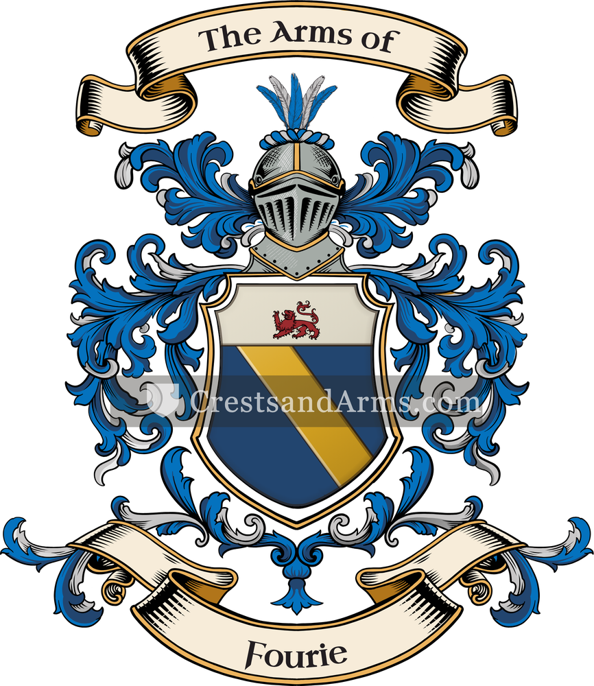 The Fourie coat of arms, drawn from the recorded blazon