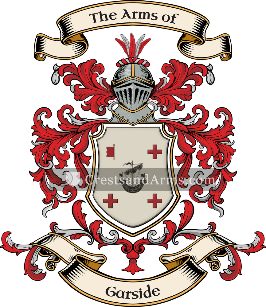 The Garside coat of arms, drawn from the recorded blazon