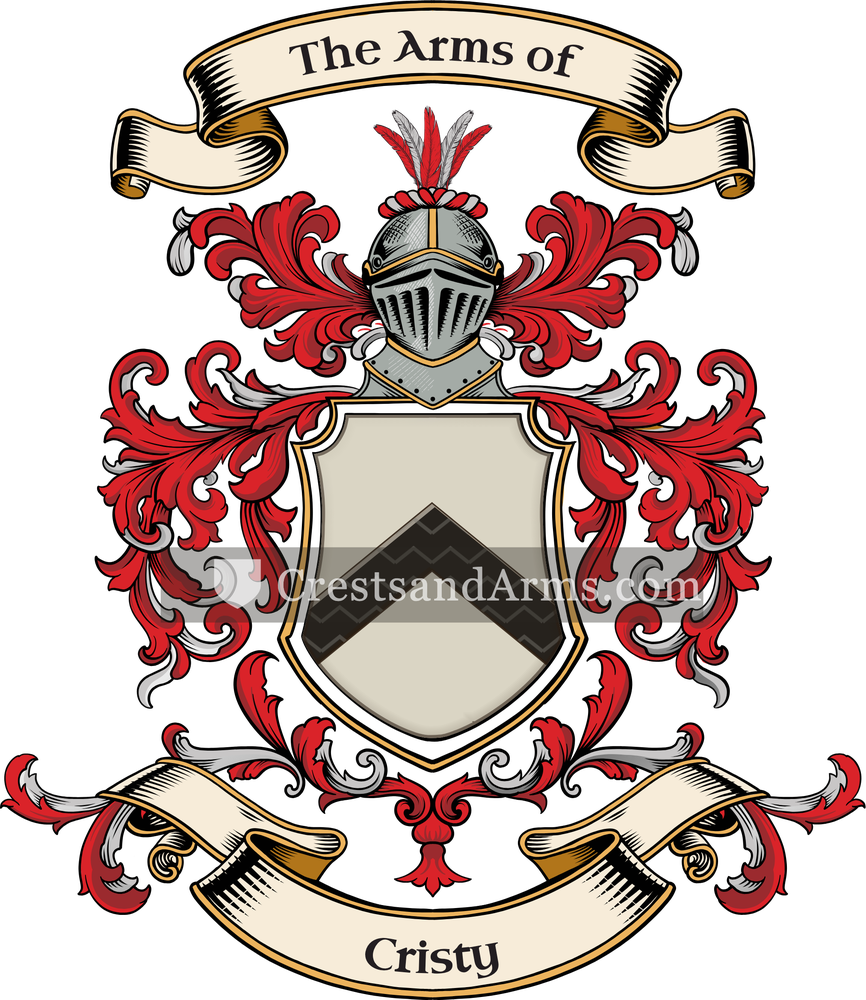The Cristy coat of arms, drawn from the recorded blazon