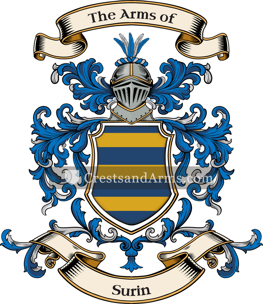 The Surin coat of arms, drawn from the recorded blazon