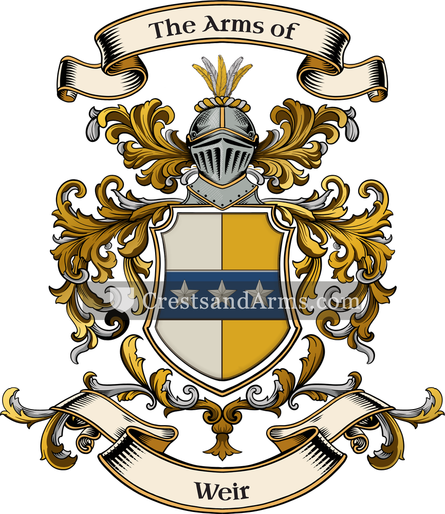 The Weir coat of arms, drawn from the recorded blazon