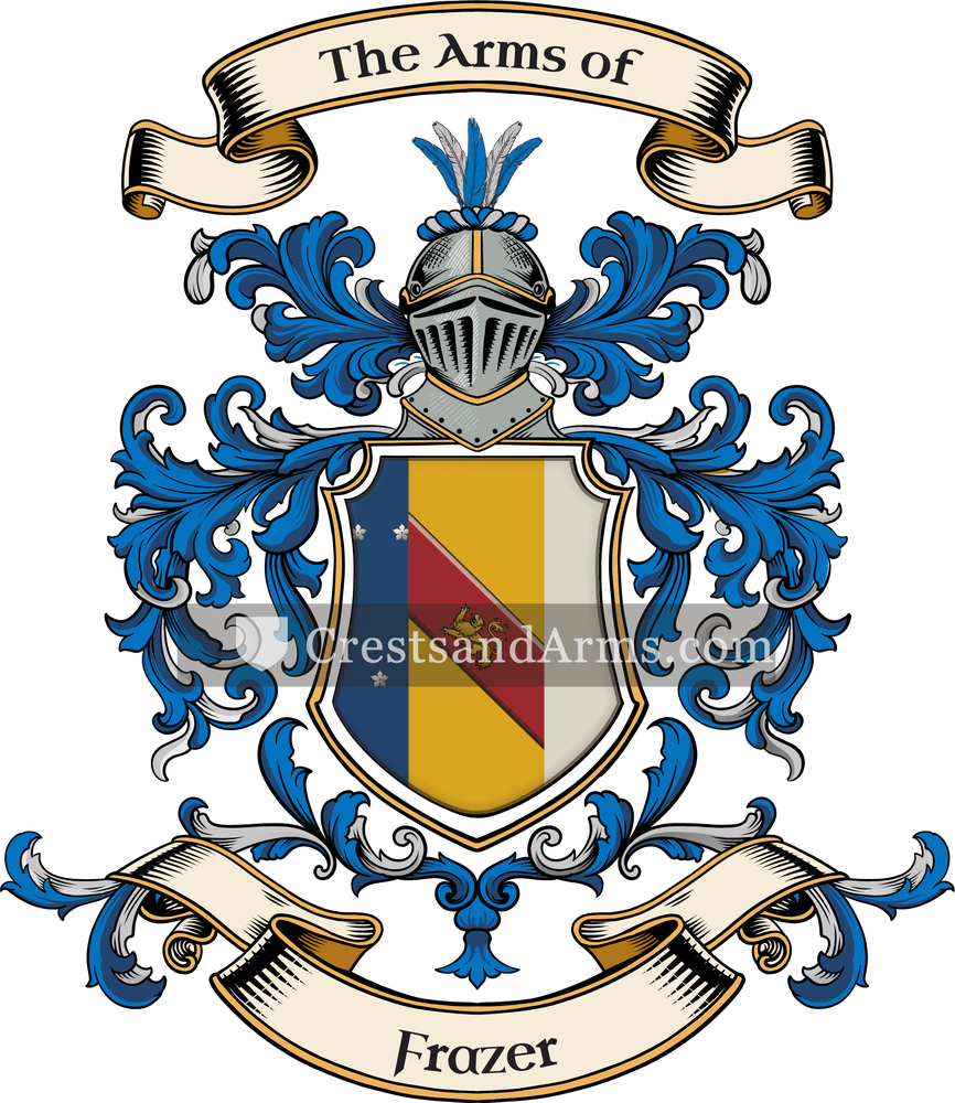 The Frazer coat of arms, drawn from the recorded blazon