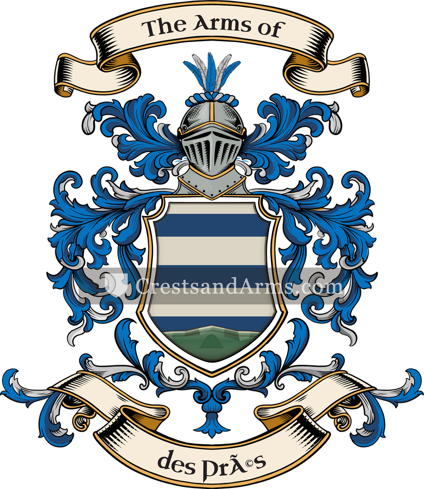 The des Prés coat of arms, drawn from the recorded blazon