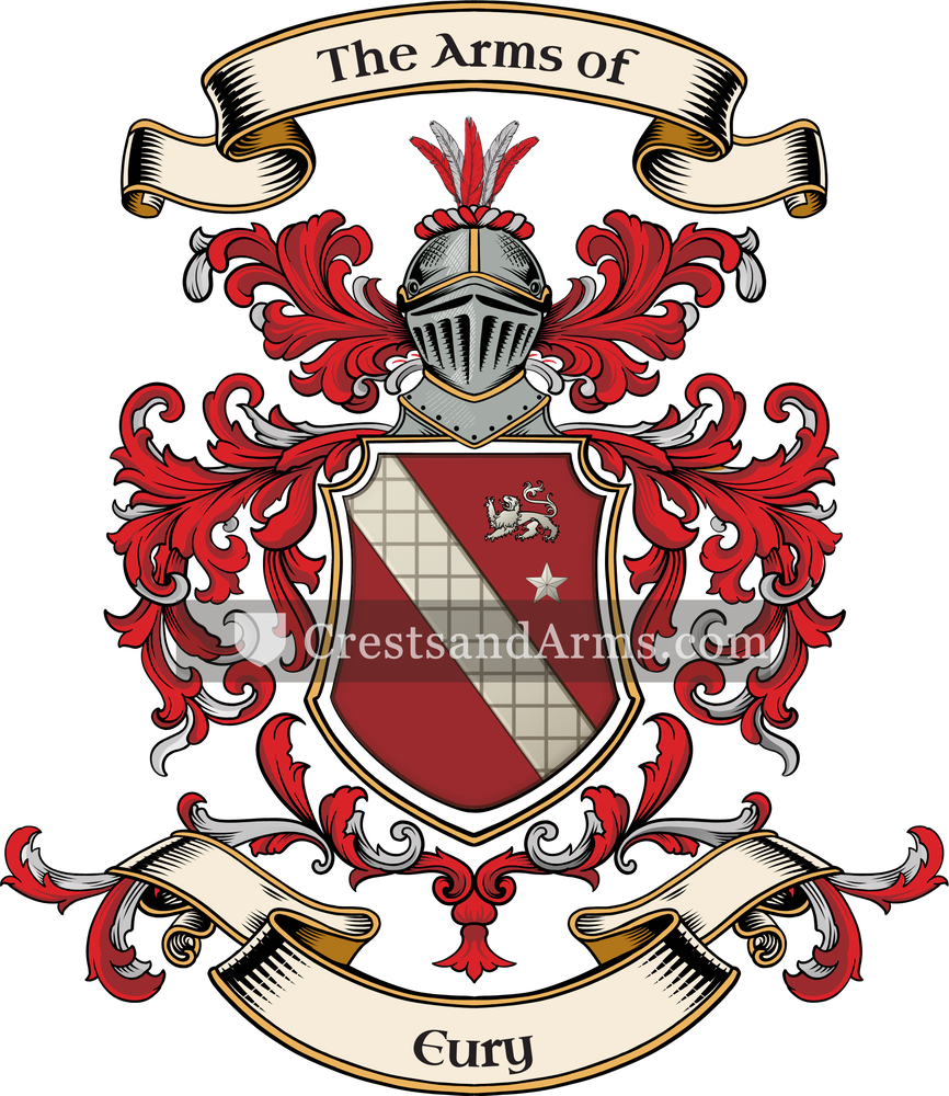 The Eury coat of arms, drawn from the recorded blazon