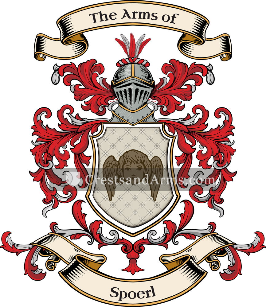The Spoerl coat of arms, drawn from the recorded blazon