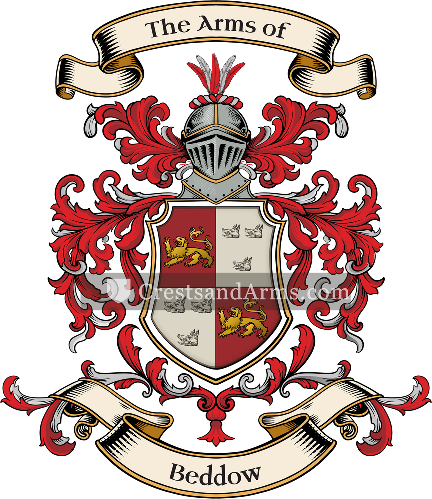 The Beddow coat of arms, drawn from the recorded blazon