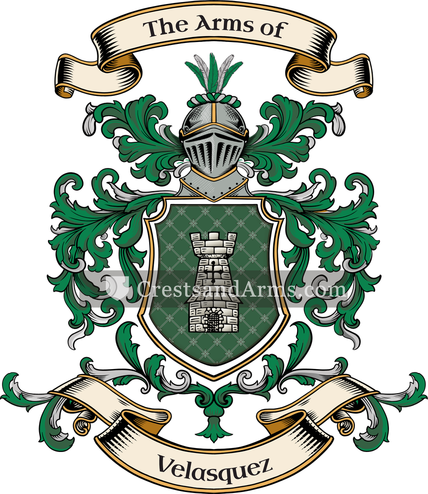 The Velasquez coat of arms, drawn from the recorded blazon