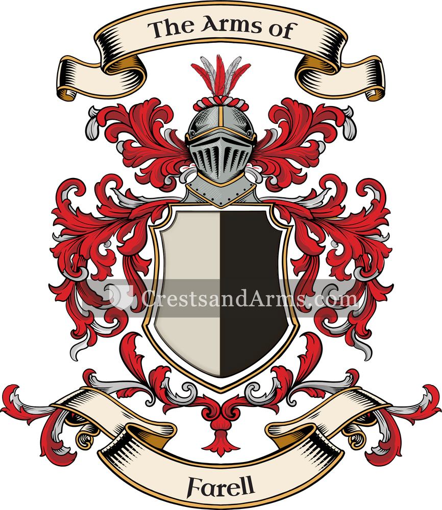 The Farell coat of arms, drawn from the recorded blazon