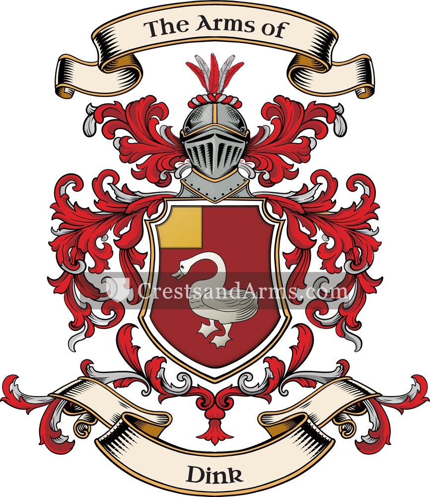 The Dink coat of arms, drawn from the recorded blazon