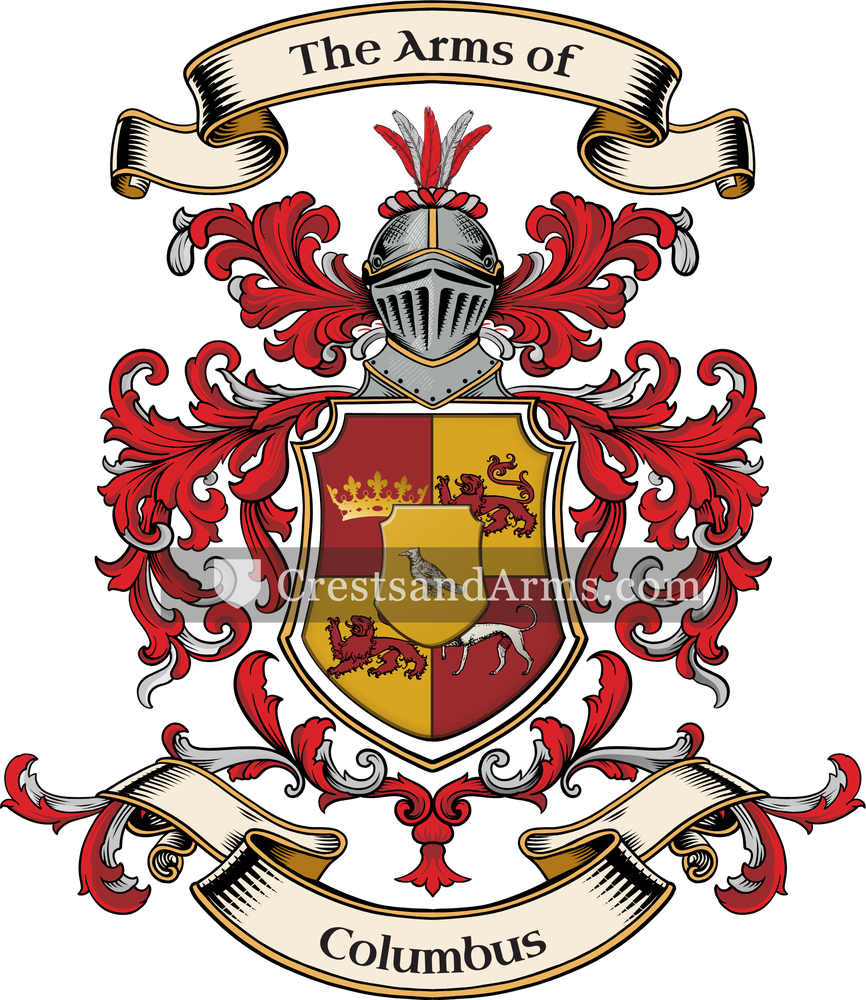 The Columbus coat of arms, drawn from the recorded blazon