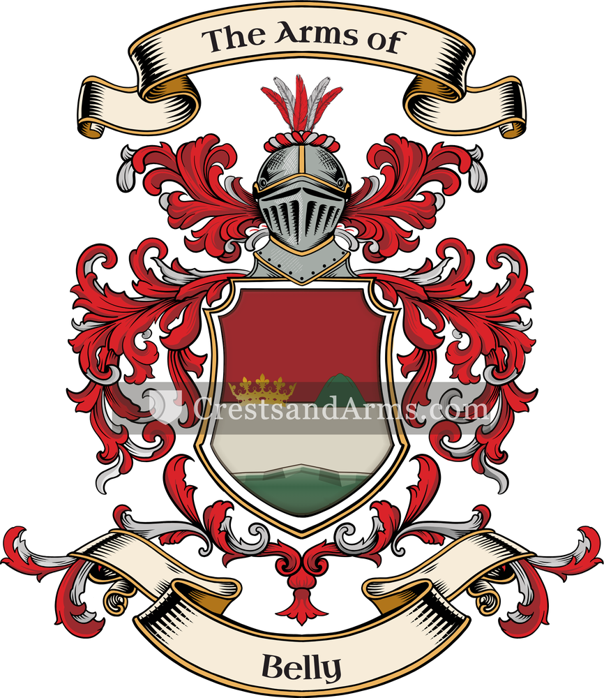 The Belly coat of arms, drawn from the recorded blazon