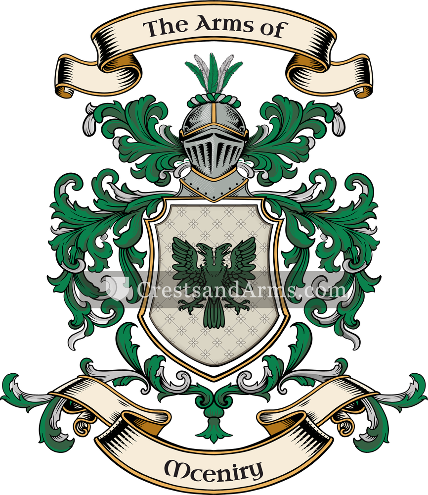 The Mceniry coat of arms, drawn from the recorded blazon