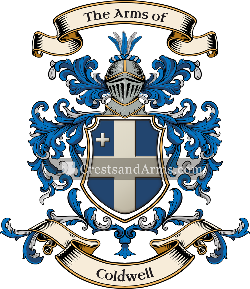 The Coldwell coat of arms, drawn from the recorded blazon