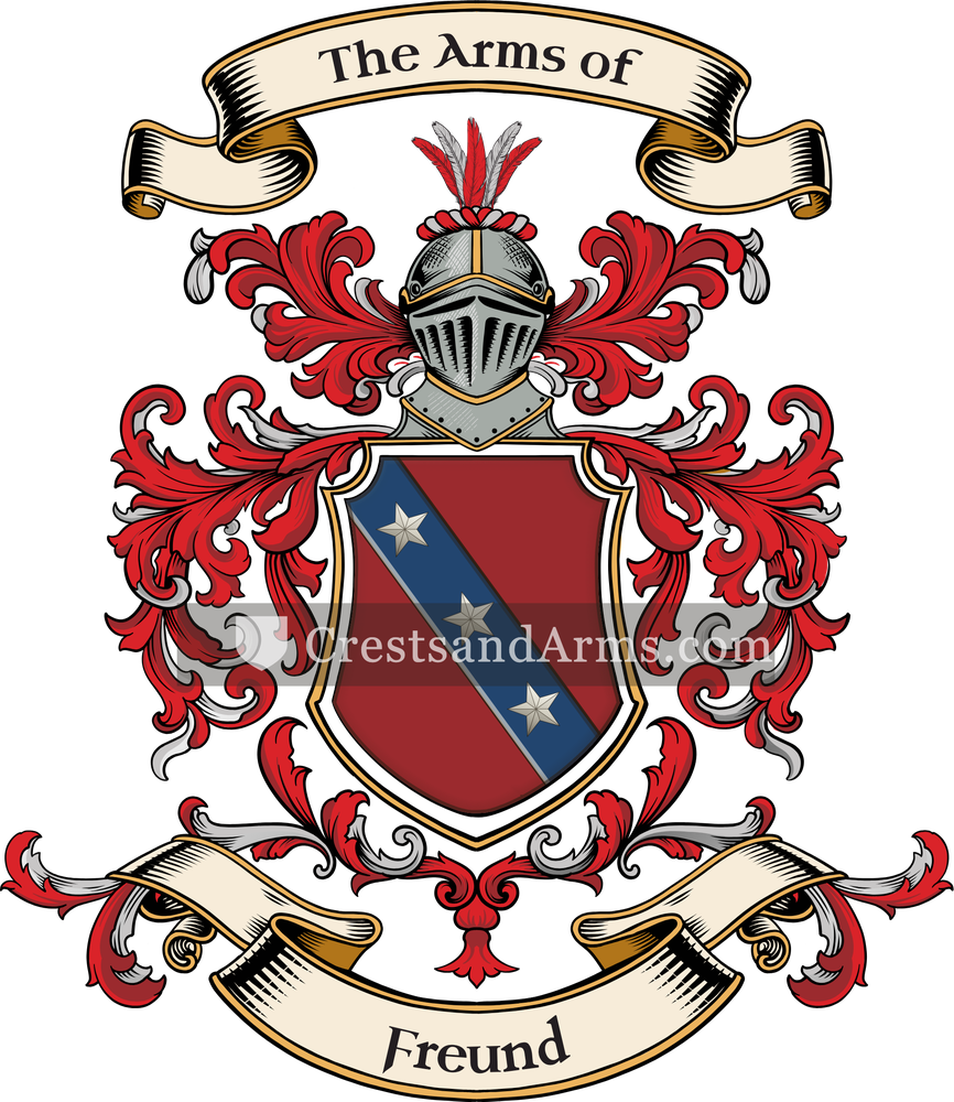 The Freund coat of arms, drawn from the recorded blazon