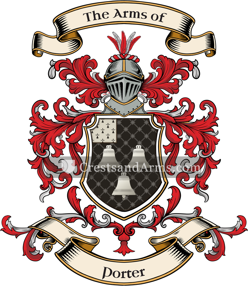 The Porter coat of arms, drawn from the recorded blazon