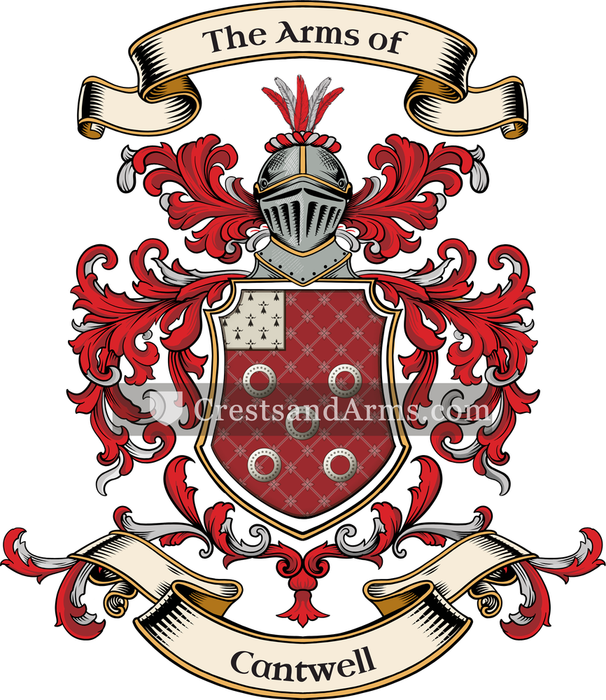 The Cantwell coat of arms, drawn from the recorded blazon