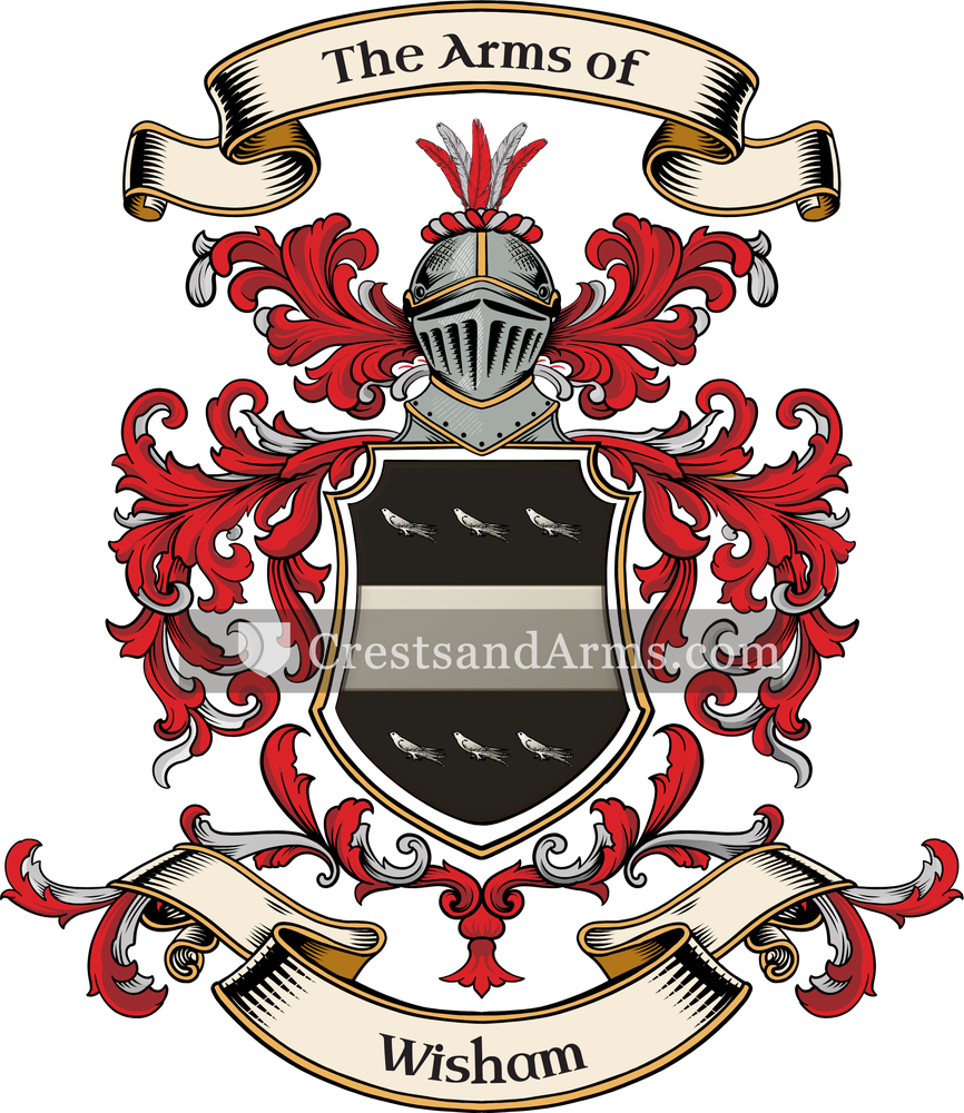The Wisham coat of arms, drawn from the recorded blazon