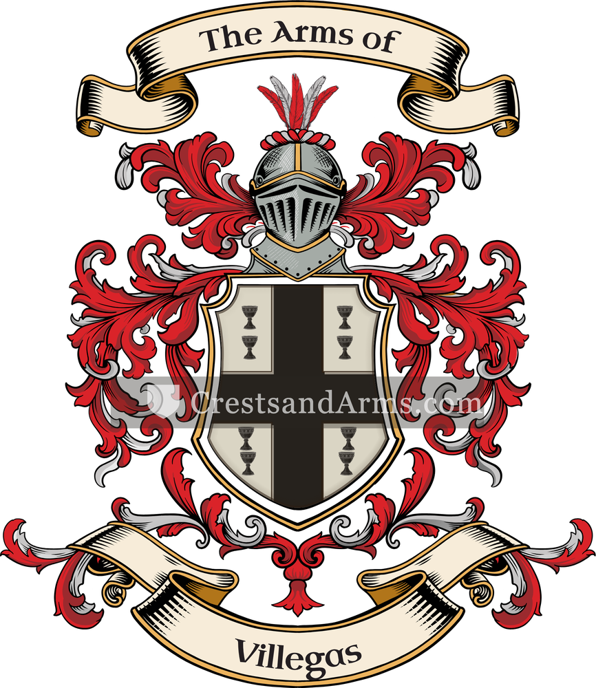 The Villegas coat of arms, drawn from the recorded blazon