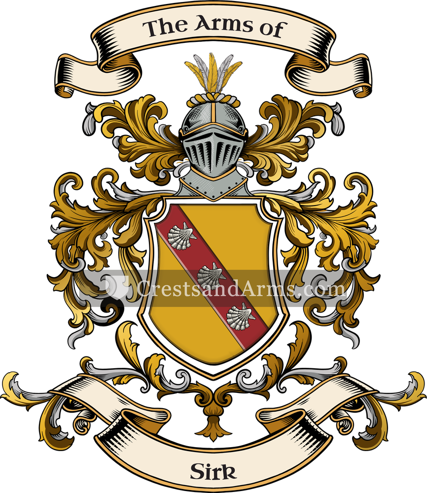 The Sirk coat of arms, drawn from the recorded blazon