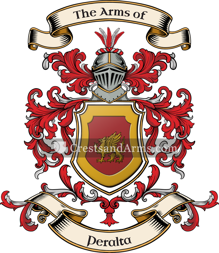 The Peralta coat of arms, drawn from the recorded blazon