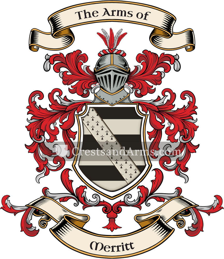 The Merritt coat of arms, drawn from the recorded blazon