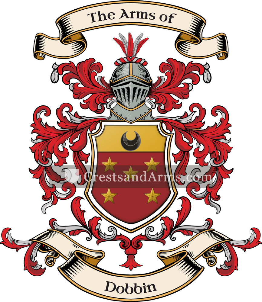 The Dobbin coat of arms, drawn from the recorded blazon