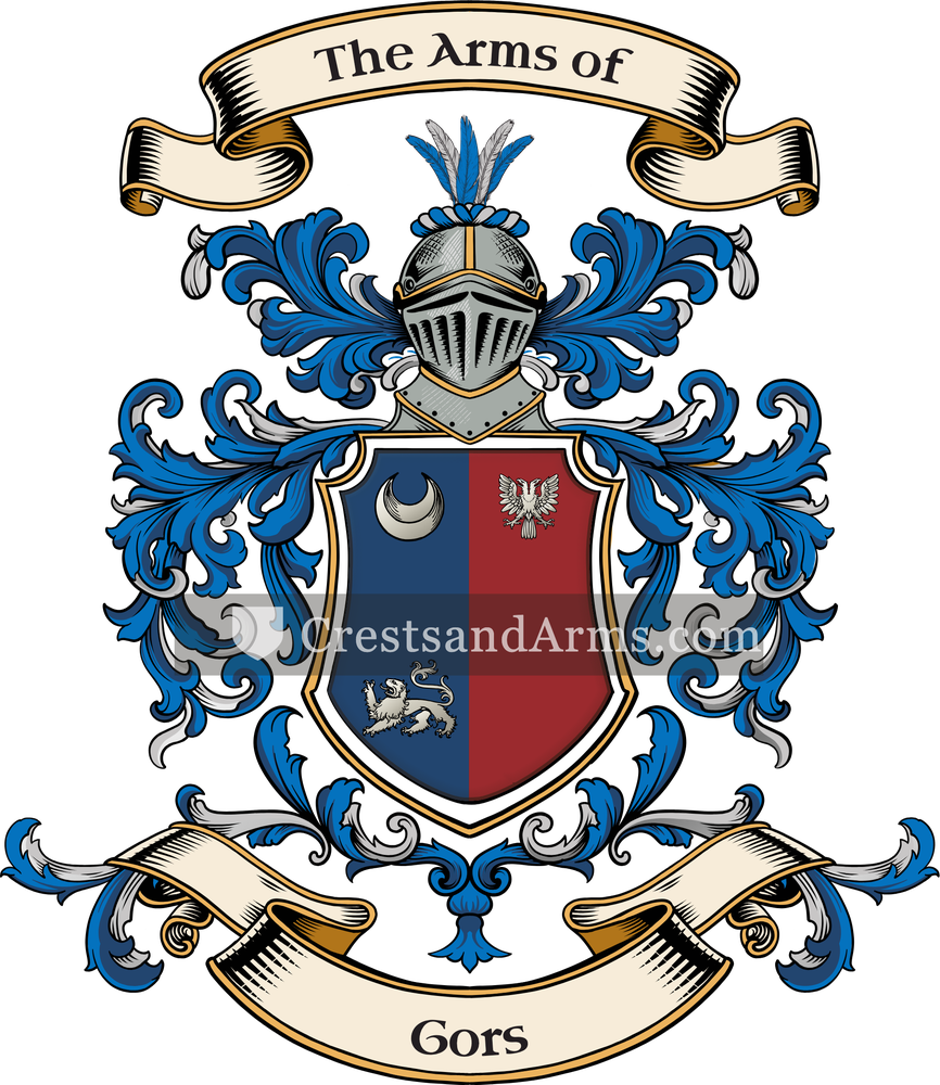 The Gors coat of arms, drawn from the recorded blazon