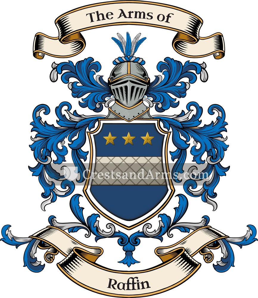 The Raffin coat of arms, drawn from the recorded blazon