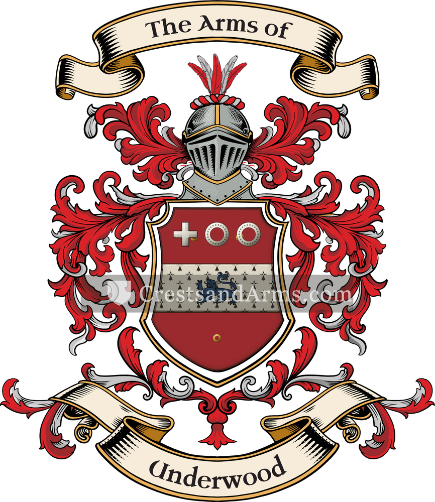The Underwood coat of arms, drawn from the recorded blazon