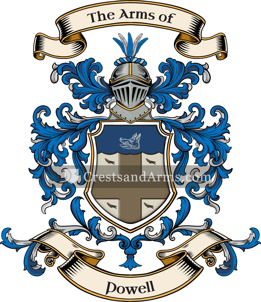 The Powell coat of arms, drawn from the recorded blazon