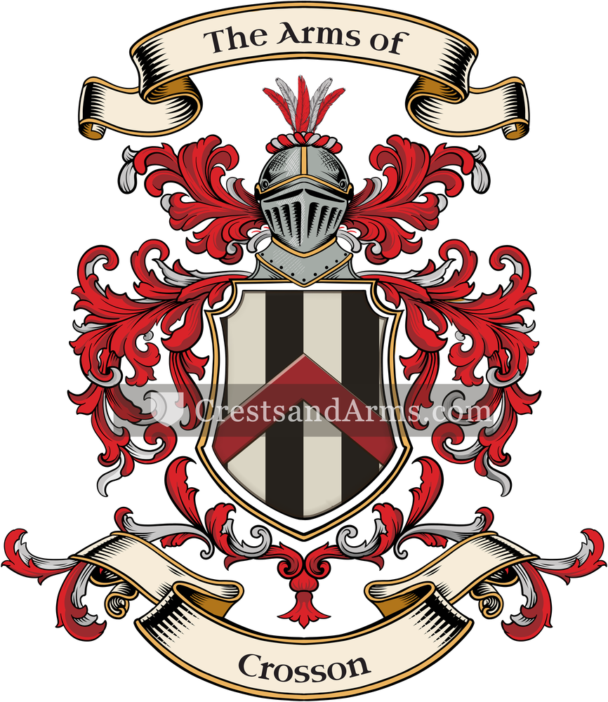 The Crosson coat of arms, drawn from the recorded blazon