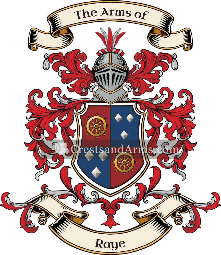 The Raye coat of arms, drawn from the recorded blazon