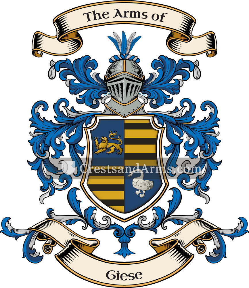 The Giese coat of arms, drawn from the recorded blazon