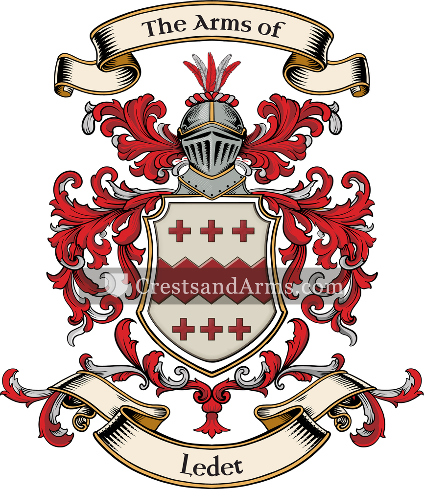 The Ledet coat of arms, drawn from the recorded blazon