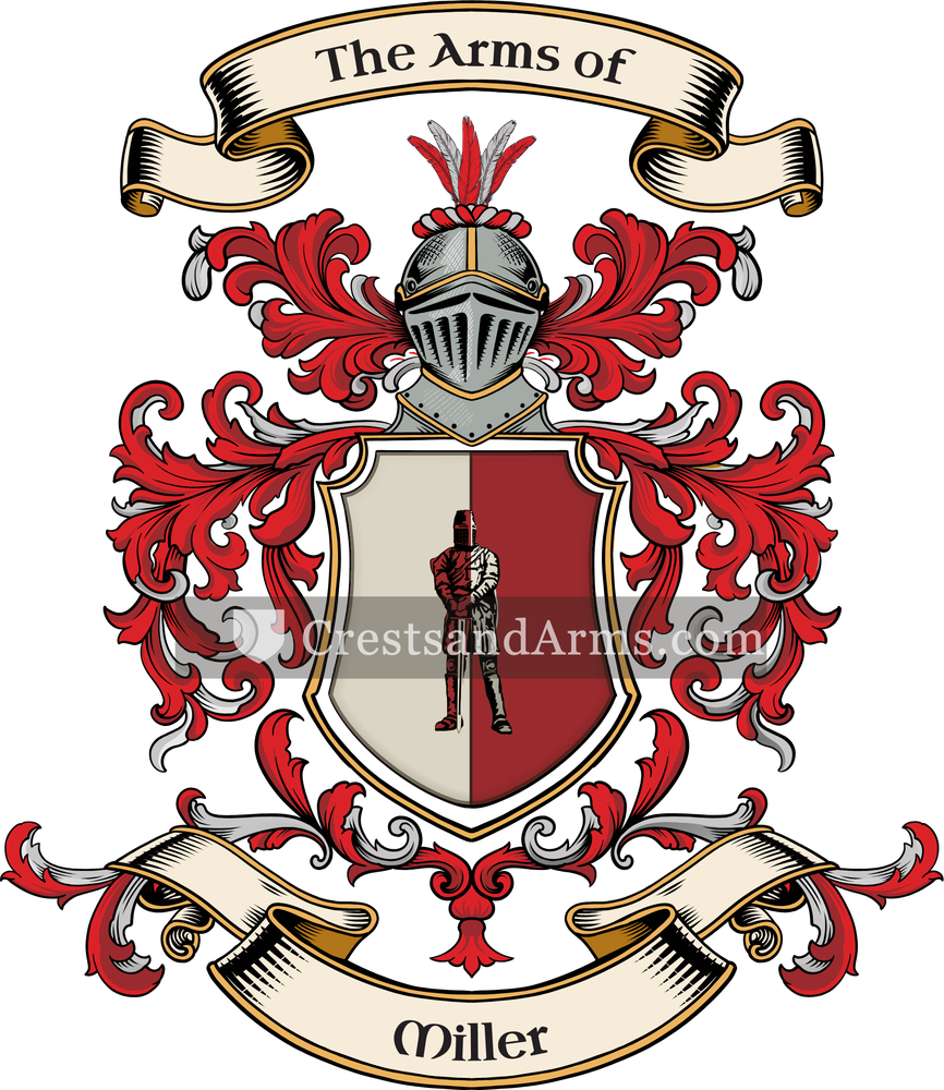 The Miller coat of arms, drawn from the recorded blazon
