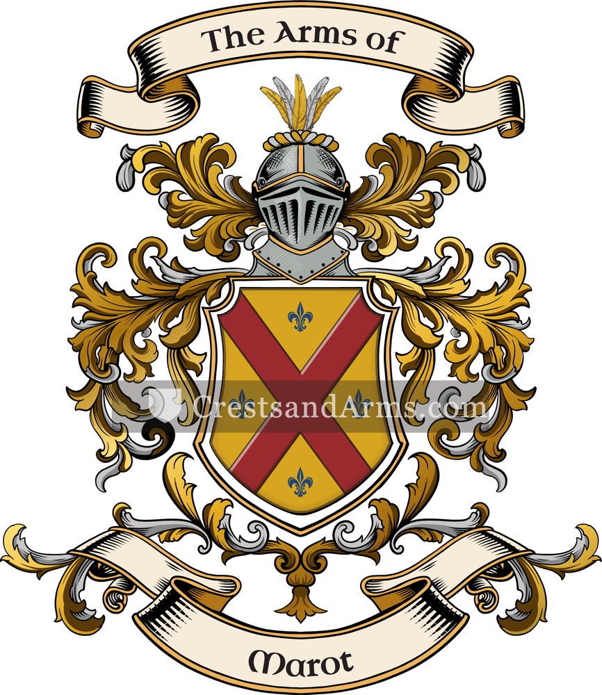 The Marot coat of arms, drawn from the recorded blazon