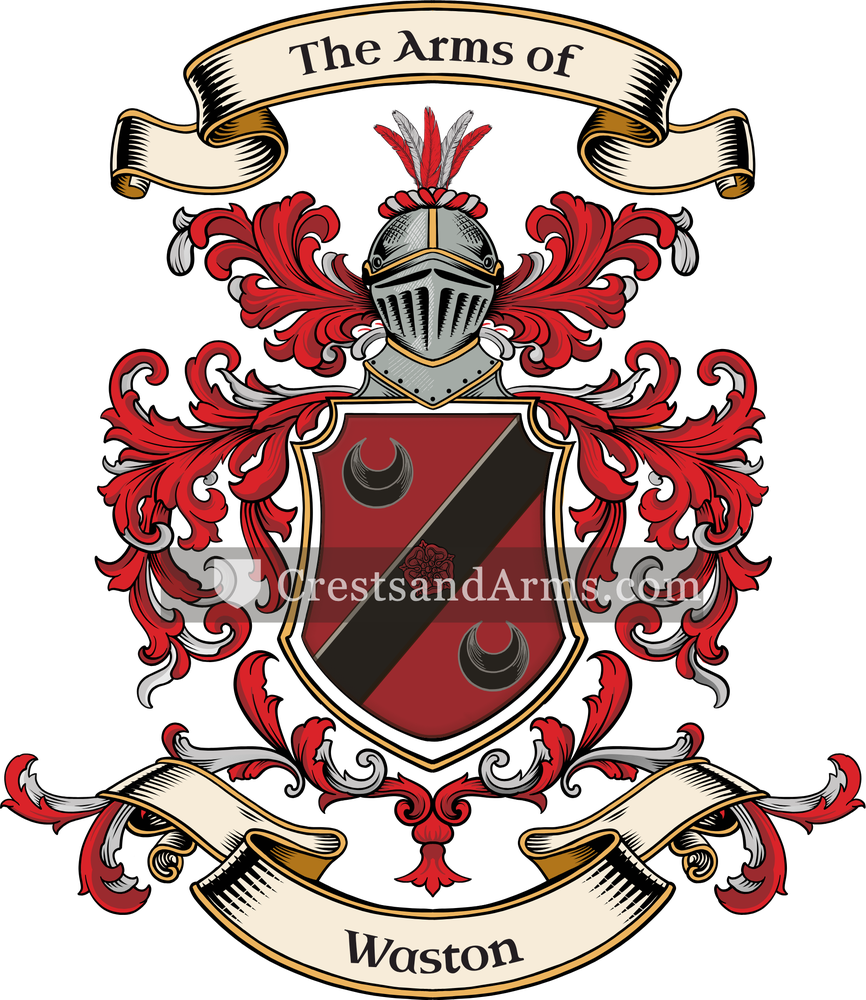 The Waston coat of arms, drawn from the recorded blazon