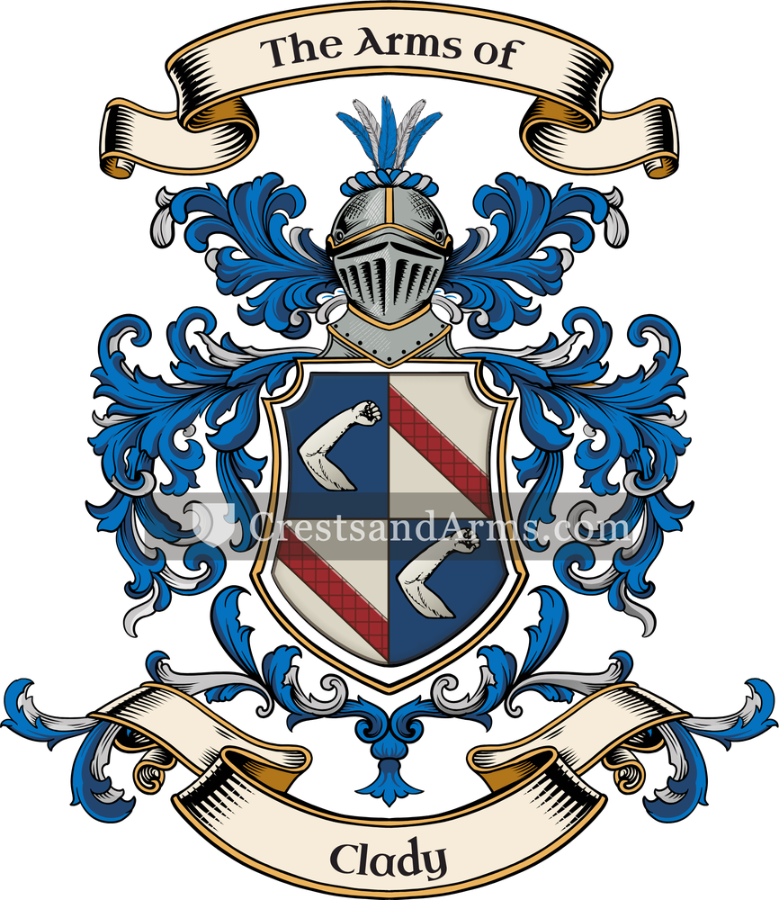 The Clady coat of arms, drawn from the recorded blazon