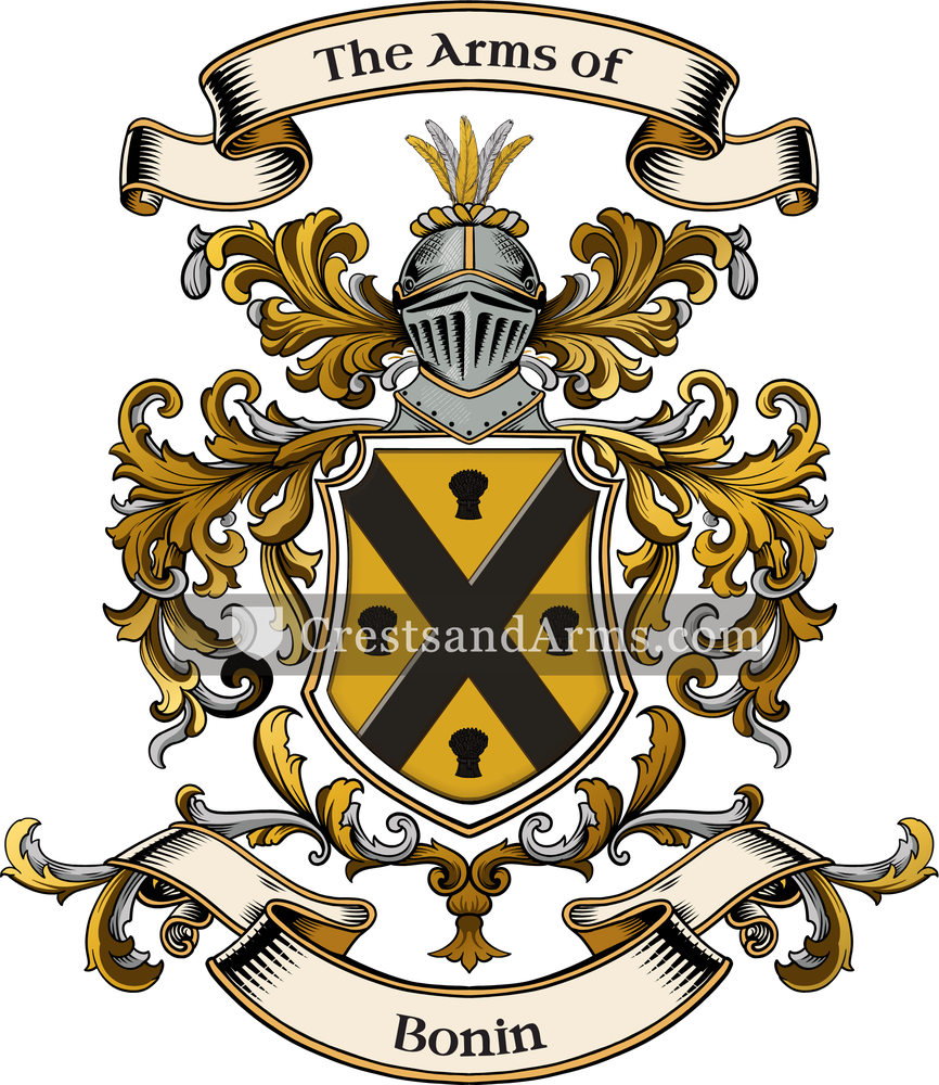 The Bonin coat of arms, drawn from the recorded blazon