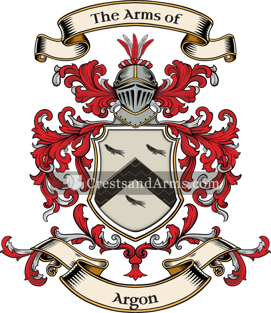 The Argon coat of arms, drawn from the recorded blazon