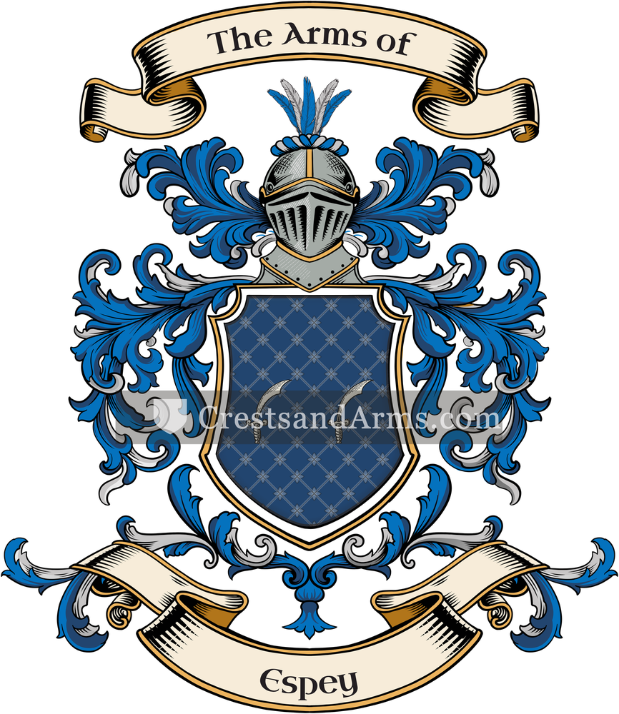 The Espey coat of arms, drawn from the recorded blazon