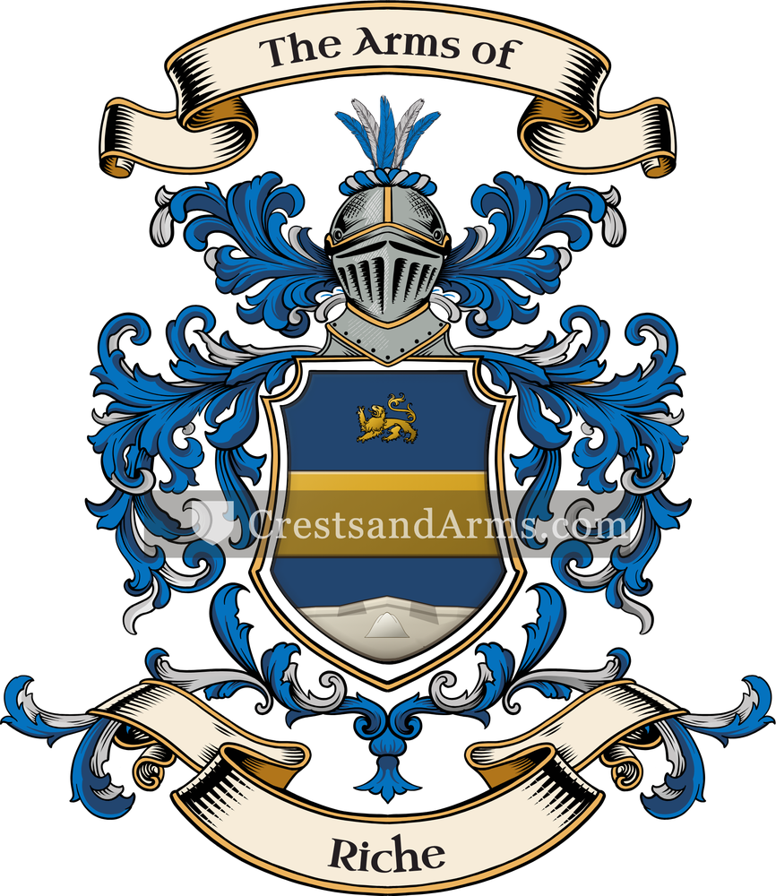The Riche coat of arms, drawn from the recorded blazon