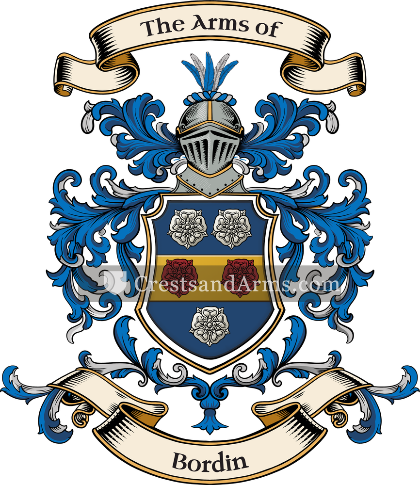 The Bordin coat of arms, drawn from the recorded blazon