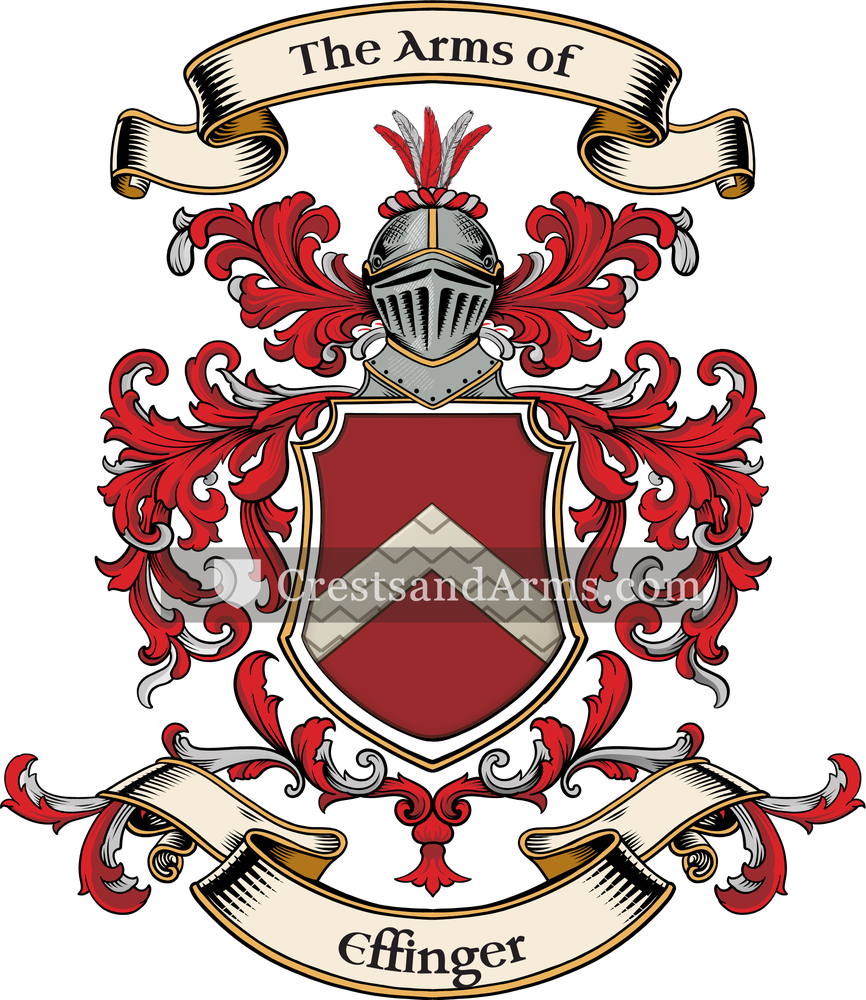 The Effinger coat of arms, drawn from the recorded blazon