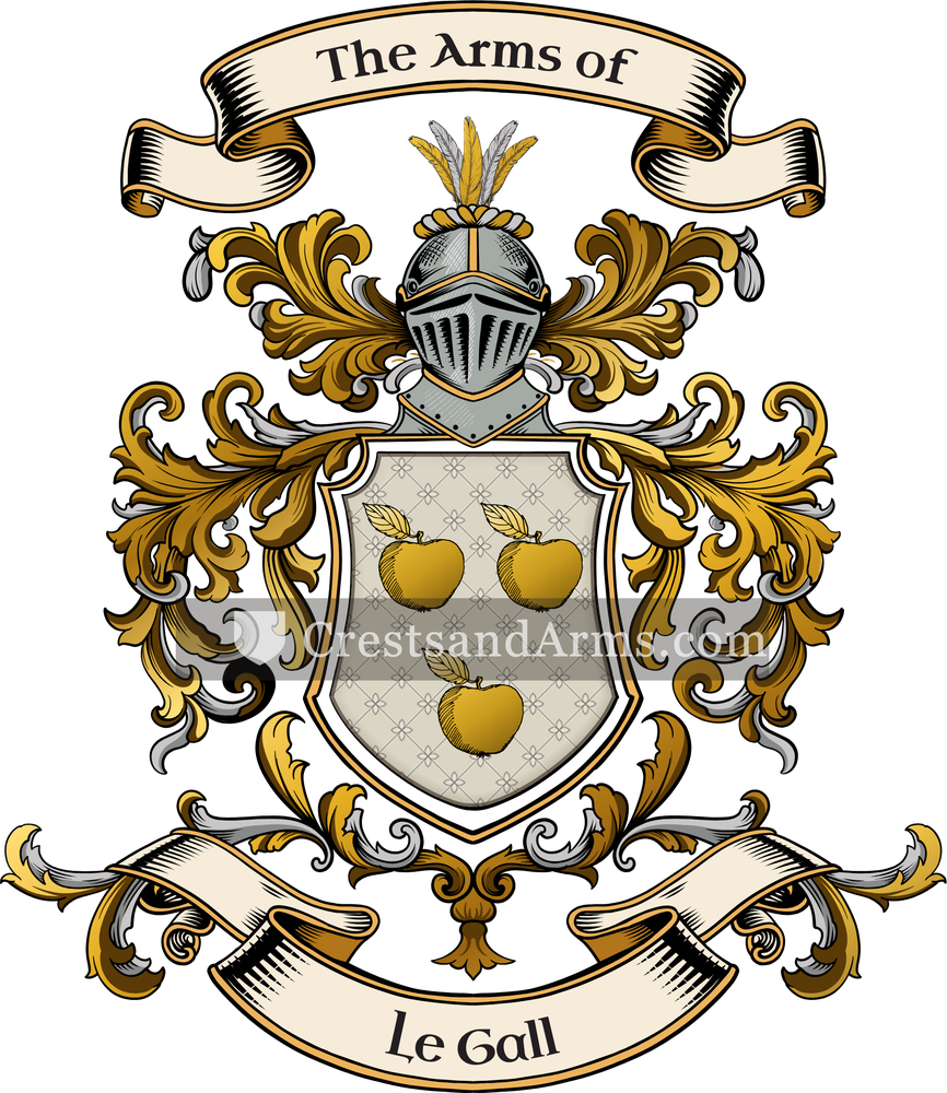 The Le Gall coat of arms, drawn from the recorded blazon