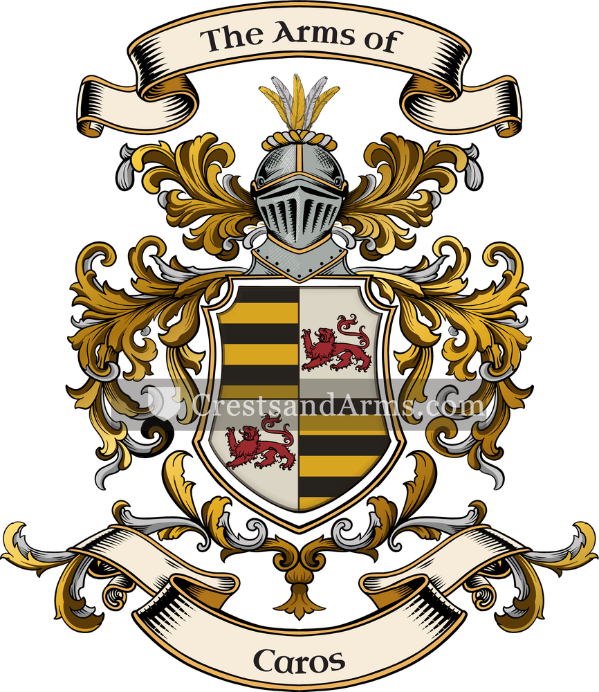 The Caros coat of arms, drawn from the recorded blazon