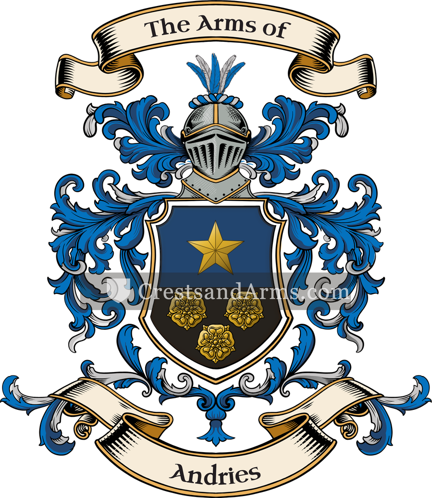 The Andries coat of arms, drawn from the recorded blazon