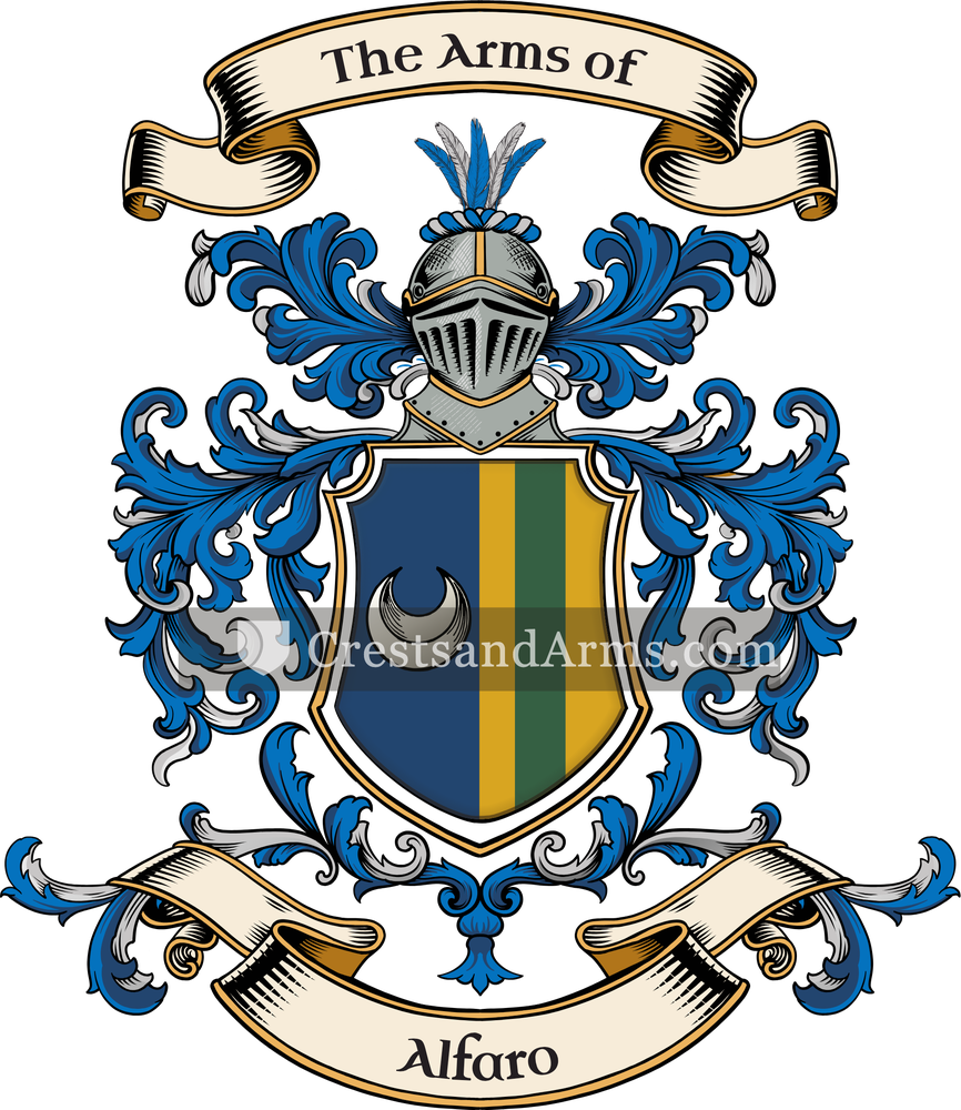 The Alfaro coat of arms, drawn from the recorded blazon